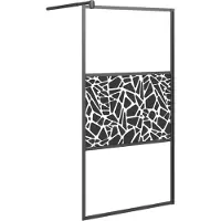 Syfax Mampara ducha vidrio esmerilado diseño piedras negro 100x195 cm