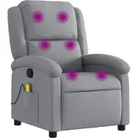 Syfax Sillón reclinable de masaje con tela gris claro