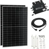 Pro-Tec Sistema de energía solar para balcones "Brusson" con soporte, 800W, inversor y 10 metros de cable