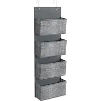 Songmics , organizador colgante, sistema de almacenamiento colgante, estante con 4 bolsillos, para puerta, dormitorio, oficina, armario, 33,5 x 12 x 100 cm, color gris jaspeado, modelo RDH004G11