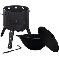 Grillpeter Utschak con juego de ollas Kazan de 16 litros. Olla Kazan fabricada en hierro fundido