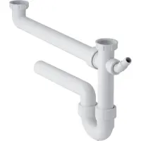 Geberit , sistema de desagüe prefabricado de 2 piezas, largo, d40, conexión G 1/2, color blanco, con conexión para manguera, 1 unidad.