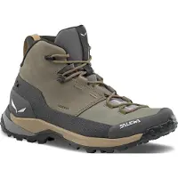 Salewa - Zapatillas de senderismo Hombre - Puez Leather Mid Ptx M Bungee Cord/Onyx de Cuero - Talla 46,5 - Caqui