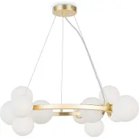 Maytoni Lámpara colgante Dallas, con 11 bombillas G9, color blanco mate con detalles dorados