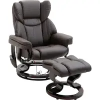 Fortuna Sillón reclinable Lai, con reposapiés y función de reclinación, tapizado en cuero sintético marrón, dimensiones 79x82x101 cm, ideal para la relajación y el bienestar. | .de
