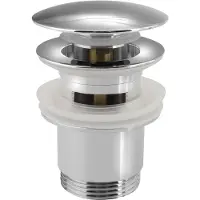 Hak Juego de desagüe para lavabo Sapho, 5/4", con sistema de apertura y cierre "clic-clak", tapón grande, para diámetros de 30-45 mm, acabado en cromo