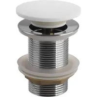 Hak Juego de desagüe para lavabo Sapho THIN, 5/4", con sistema de apertura y cierre "clic-clac", tapón Rockstone, color blanco mate
