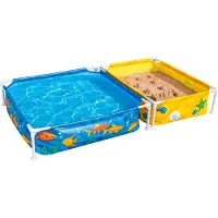 Bestway Piscina inflable "Mi primera piscina de estructura" con arenero, de 213 x 122 x 30,5 cm, diseño submarino colorido y forma rectangular