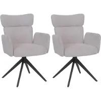 Mendler Juego de 2 sillas de comedor HWC-N11, silla giratoria con retorno automático, tapizada en tela bouclé de 350 g/m² en color gris claro, patas en gris oscuro