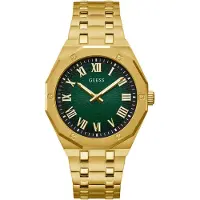 GUESS Reloj analógico 'ASSET' oro / verde oscuro