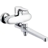 Kludi Grifo monomando para lavabo, línea Objekta, , acabado cromado, con salida de 310 mm, sin alcachofa de ducha