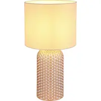 Globo Lámpara de mesa Sofia, color crema, altura 50 cm, tela/cristal