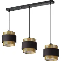Osram Lámpara colgante imitación Hornet Linear, 3xE27, color negro y dorado, ideal para crear un ambiente cálido. Fabricada en metal y textil