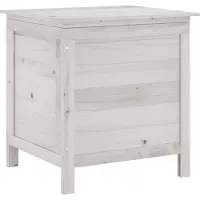 vidaXL Cofre para jardín, blanco, 50x49x56,5 cm, madera maciza de abeto