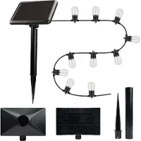 Forever Guirnalda solar , modelo Sunari Fls-60, 7,5 metros, 10 bombillas, grado de protección IP44