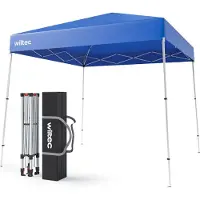Wiltec , pabellón plegable de 250 x 250 x 270 cm, color azul, impermeable. Pabellón con cierre central, ideal para jardín, con patas ajustables. Tienda de campaña para fiestas y festivales