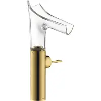 Hansgrohe Grifo monomando para lavabo Axor Starck V 220 m, vidrio, sin desagüe automático, acabado dorado pulido