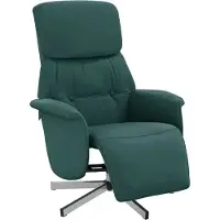 Syfax Sillón reclinable con reposapiés tela verde oscuro