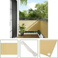The Living Store Protector para balcones "", color arena, 75 x 400 cm, 100% poliéster Oxford