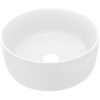 Syfax Lavabo de lujo redondo cerámica blanco mate 40x15 cm