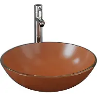 Syfax Lavabo de baño grifo y desagüe de empuje vidrio templado marrón