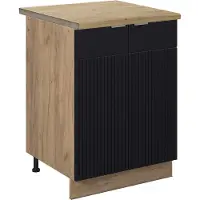 Vicco Mueble bajo de cocina Fame-Line Rayas negras 60 cm , ET Roble, Model 50758