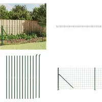 vidaXL Valla de alambre con base anclada, color verde, 1,1 x 25 m - Valla de alambre - Vallas de alambre - Valla para jardín - Malla de alambre