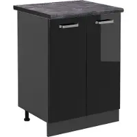 Vicco Mueble bajo de cocina R-Line Negro brillo intenso 60 cm , ET Antracita, Model 46073