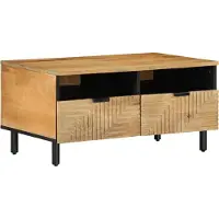 Syfax Mesa de centro madera maciza de mango marrón 80x54x40 cm