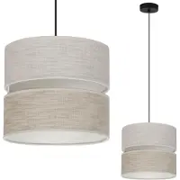 Light11 HOME Lámpara colgante de lino negro, modelo "FLACHE LICHT BEIGE L06", 20 cm