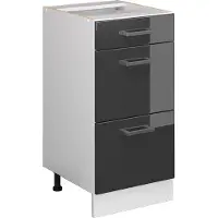 Vicco Mueble bajo de cocina R-Line Antracita alto brillo 40 cm con cajones, sin encimera, Model 37731