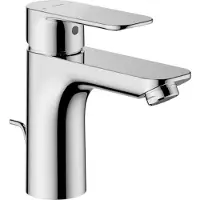 Hansa Grifo para lavabo , modelo HANSABASIC XL, referencia 5550, juego de desagüe con varilla de extracción, metal, alcance de 112 mm, DN15, cromo, 1 unidad.