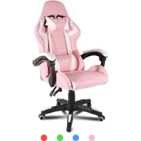 Bigzzia Silla de oficina , silla gamer, sillón gamer, silla de escritorio, diseño ergonómico con cojín, capacidad de hasta 110 kg, color rosa