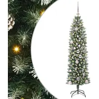 Syfax Árbol Navideño Artificial Delgado Verde y blanco 150 cm