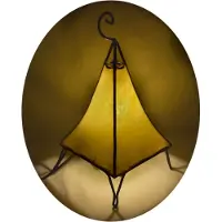 SIMANDRA Lámpara oriental, lámpara de henna, lámpara de cuero marroquí, lámpara de mesa, lámpara de pie, pirámide, color único, 35-38 cm, amarillo