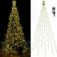 ROSNEK Guirnalda de luces LED de 3 metros con forma de estrella para árbol de Navidad, con temporizador y 8 modos de luz. Decoración para árbol de Navidad, ideal para fiestas y celebraciones navideñas