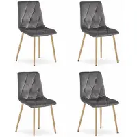 Leobert Sillón - Marca - Modelo Libra - Tapizado en terciopelo gris oscuro / Patas de madera - Dimensiones: 45 x 54 x 86,5 cm - Juego de 4 unidades