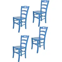 STOCK LINE t m c s Tommychairs - Juego de 4 sillas CUORE para cocina y comedor, estructura robusta de haya, pintadas en color azul anilina, y asiento de madera