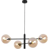 Light11 HOME VICENZA: Lámpara colgante en color negro y dorado, con 4 pantallas de estilo "miel", casquillo E14