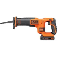 Black & Decker Sierra de sable inalámbrica, BLACK+DECKER BDCR18-QW, 18V, con batería de 1,5 Ah + cargador + hoja de sierra de 15 cm