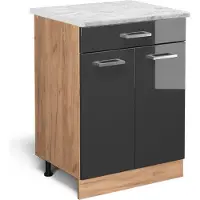 Vicco Mueble bajo de cocina R-Line Antracita alto brillo 60 cm ET Mármol, Model 46732