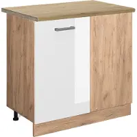 Vicco Armario de esquina R-Line Blanco alto brillo 86 cm , ET Roble, Model 46503