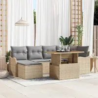 Prolenta Maison Exclusive - Juego de sofás de jardín, 7 piezas. Beige y gris claro