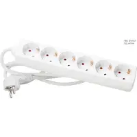 EFB Elektronik EFB-Elektronik - Regleta de enchufes - 250 V - Entrada: conector CEE 7/7 - Conexiones de salida: 6 (6 x CEE 7/5) - Cable de 1,4 metros - color blanco
