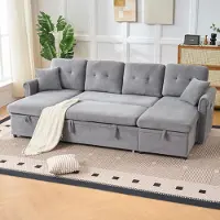 Youjia Sofá de esquina modular con función de cama y espacio de almacenamiento, sofá grande con espacio extra para guardar, sofá cómodo de chenilla ideal para el salón o la habitación de invitados