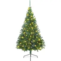 vidaXL Árbol de Navidad artificial con luces LED integradas, color verde, 180 cm, material PVC