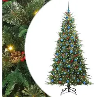vidaXL Árbol de Navidad artificial plegable, color verde, 210 cm, fabricado con materiales PE y PVC