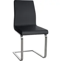 CLP Silla de comedor Belfort, diseño moderno con estructura independiente, respaldo alto, asiento acolchado y estructura de acero inoxidable. Color: negro