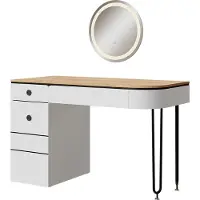 Vicco Tocador Mia Blanco/Madera natural 120 cm con espejo LED, Model 54280