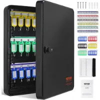 OEM Armario para llaves VEVOR, caja para 48 llaves, color negro. Caja fuerte para llaves ajustable, armario con cerradura que incluye 6 soportes para llaves, 2 llaves y 1 tarjeta de identificación